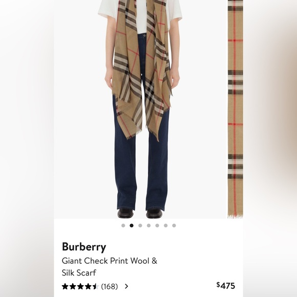 Burberry Giant Check Print Wool & Silk Scarf - Picture 5 of 7